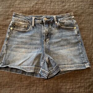 Judy Blue Denim Shorts High Rise Blue Wash Distressed Size Medium